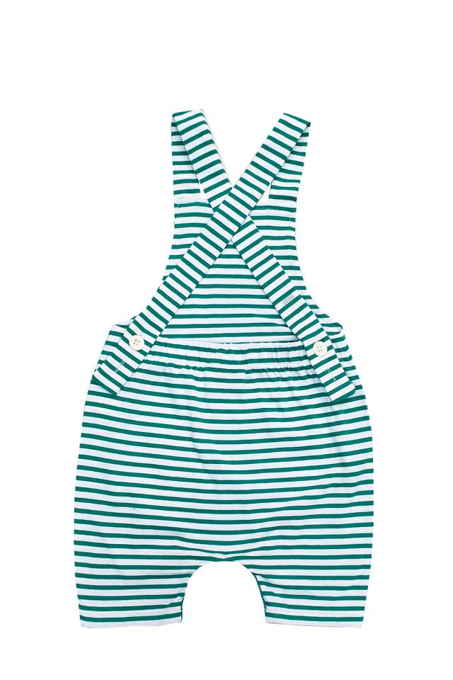 YEŞİL ÇİZGİLİ UNISEX BEBEK SALOPET