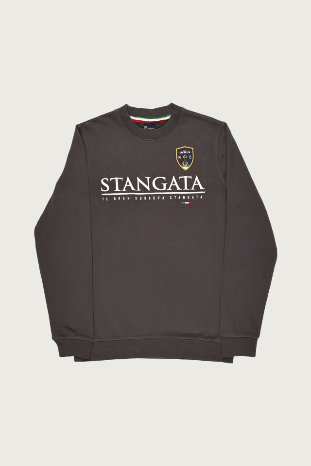 Antrasit Renkte ''Stangata'' Nakış Detaylı Erkek Sweatshirt