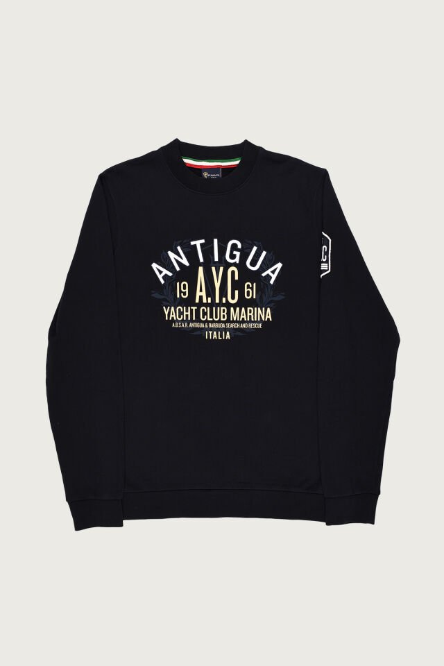 Lacivert Renkte ''Antigua'' Nakış Detaylı Erkek Sweatshirt
