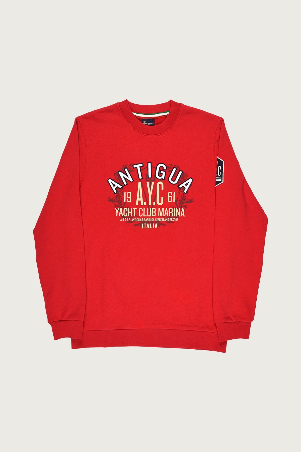 Kırmızı Renkte ''Antigua'' Nakış Detaylı Erkek Sweatshirt