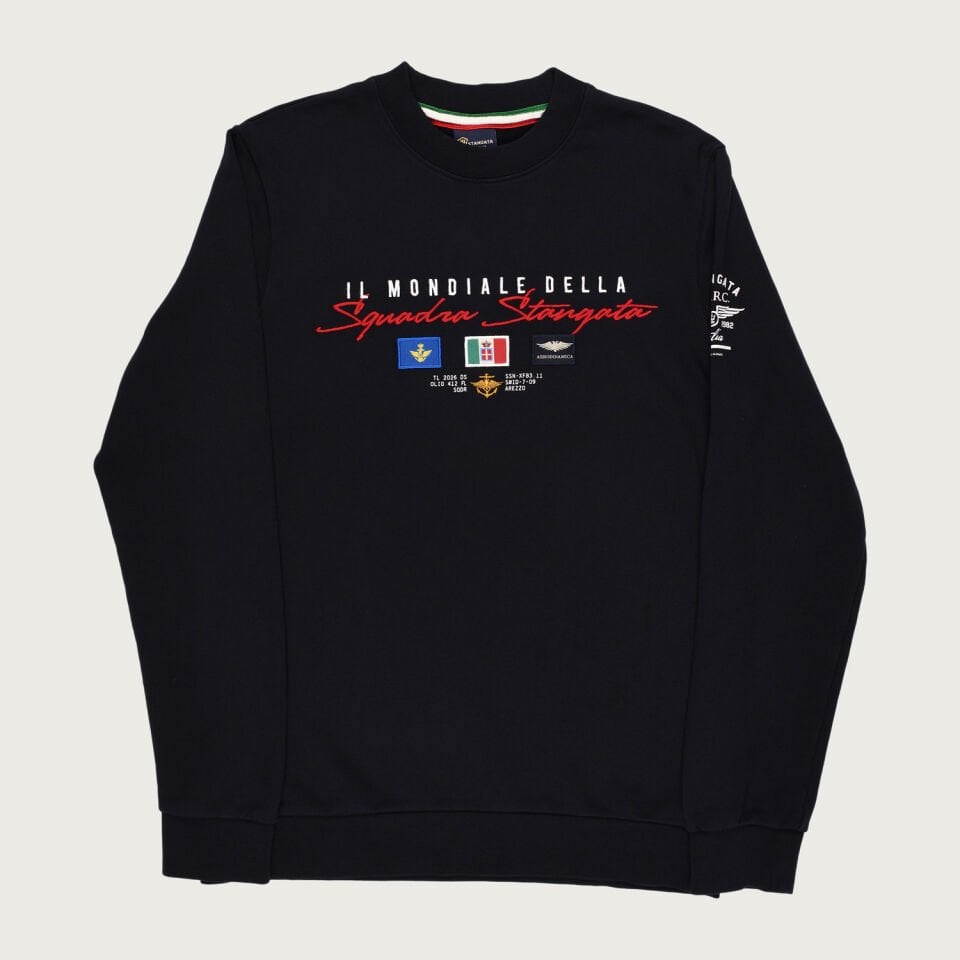 Siyah Renkte ''Il Mondiale Della'' Nakış Detaylı Erkek Sweatshirt