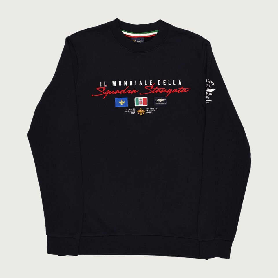 Siyah Renkte ''Il Mondiale Della'' Nakış Detaylı Erkek Sweatshirt