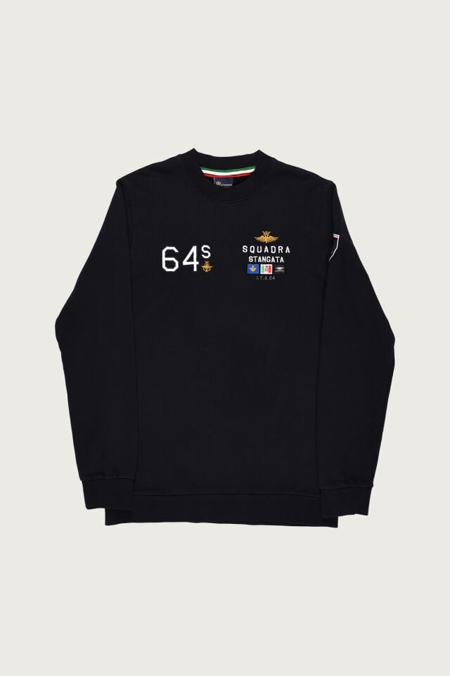 Koyu Lacivert Renkte ''64 S'' Nakış Detaylı Erkek Sweatshirt