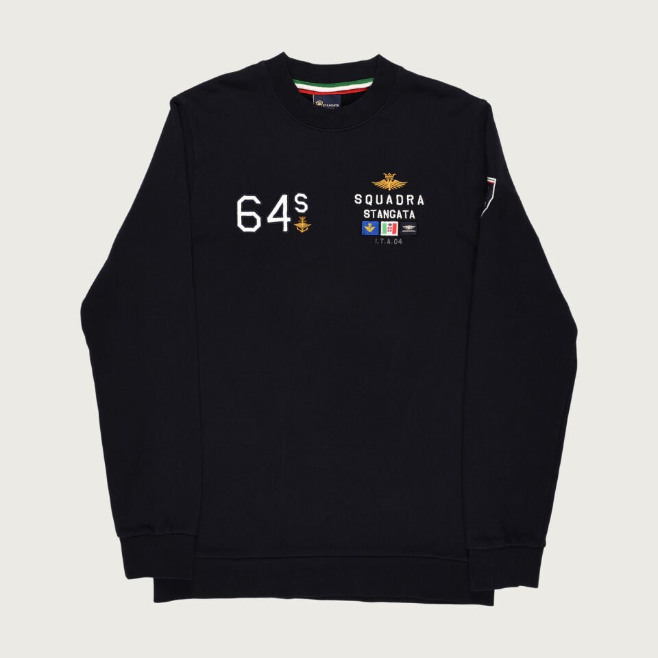 Koyu Lacivert Renkte ''64 S'' Nakış Detaylı Erkek Sweatshirt
