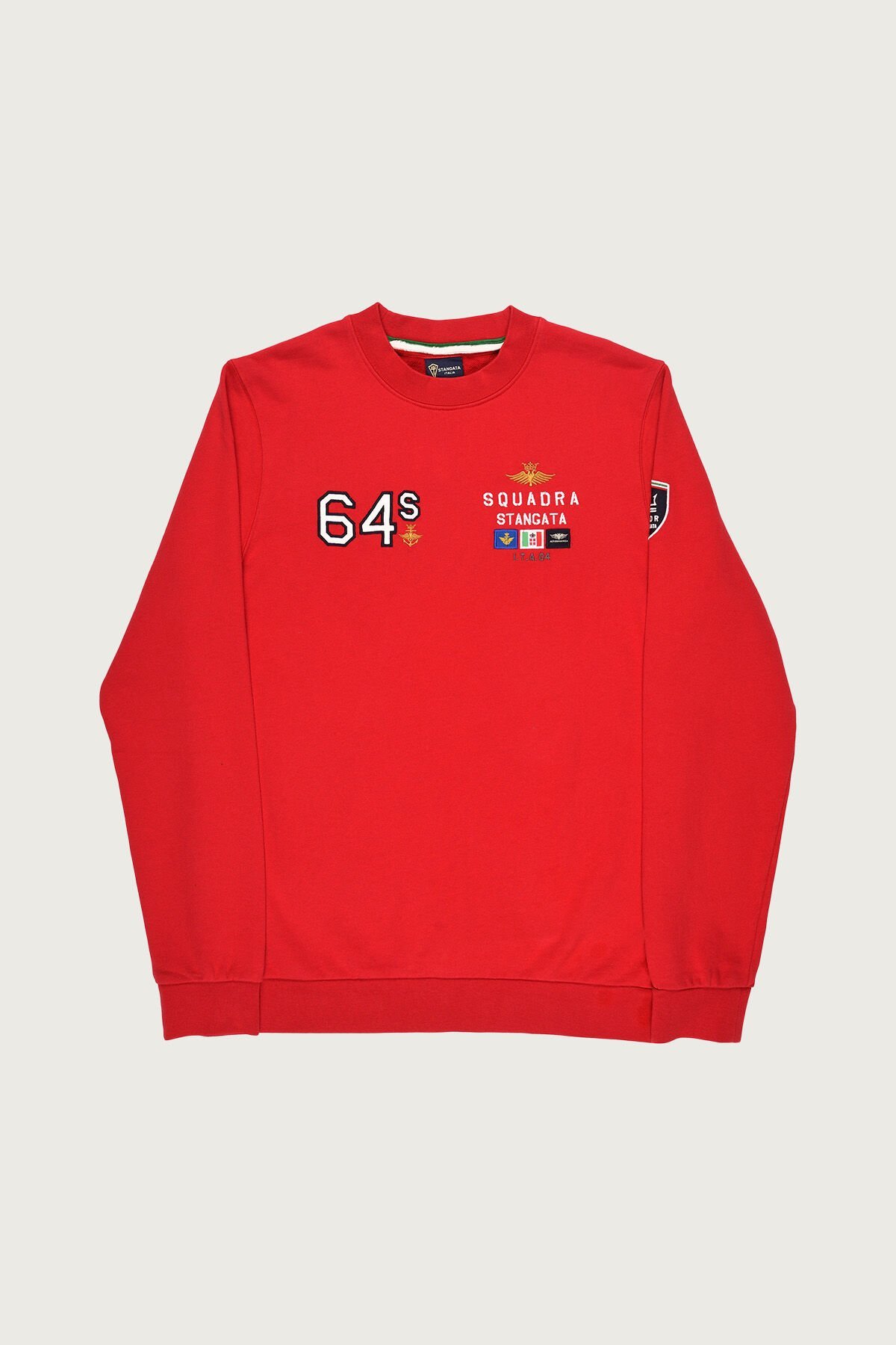 Kırmızı Renkte ''64 S'' Nakış Detaylı Erkek Sweatshirt