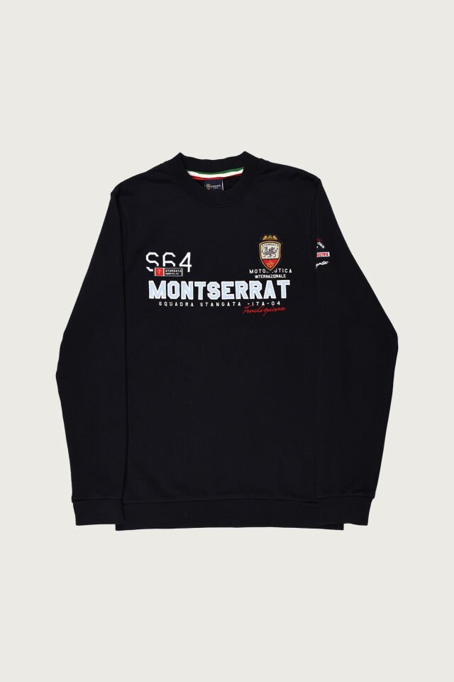 Koyu Lacivert Renkte ''Montserrat'' Nakış Detaylı Erkek Sweatshirt