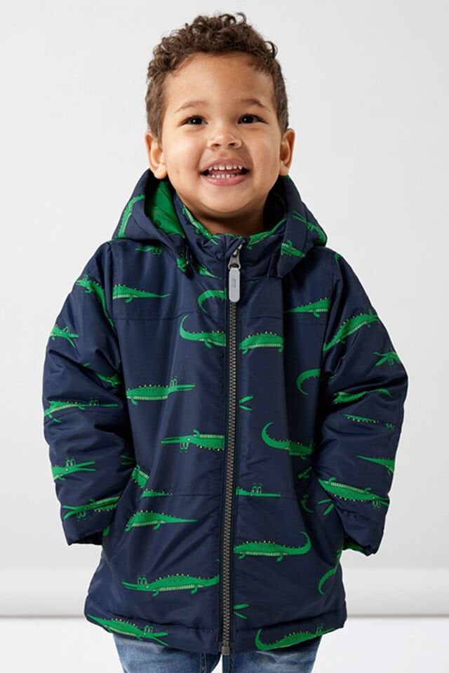 LACİVERT RENKTE TİMSAH BASKILI ERKEK ÇOCUK MONT