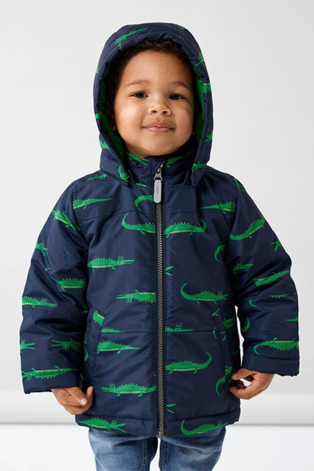 LACİVERT RENKTE TİMSAH BASKILI ERKEK ÇOCUK MONT