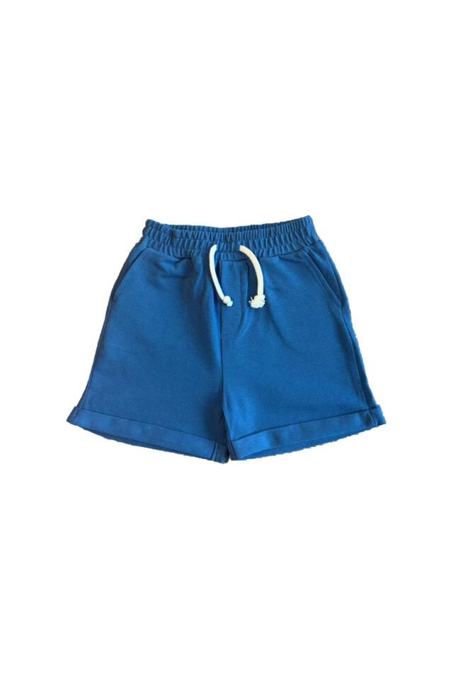 Mavi Renk Pike Kumaş Cepli Erkek Bebek Şortu