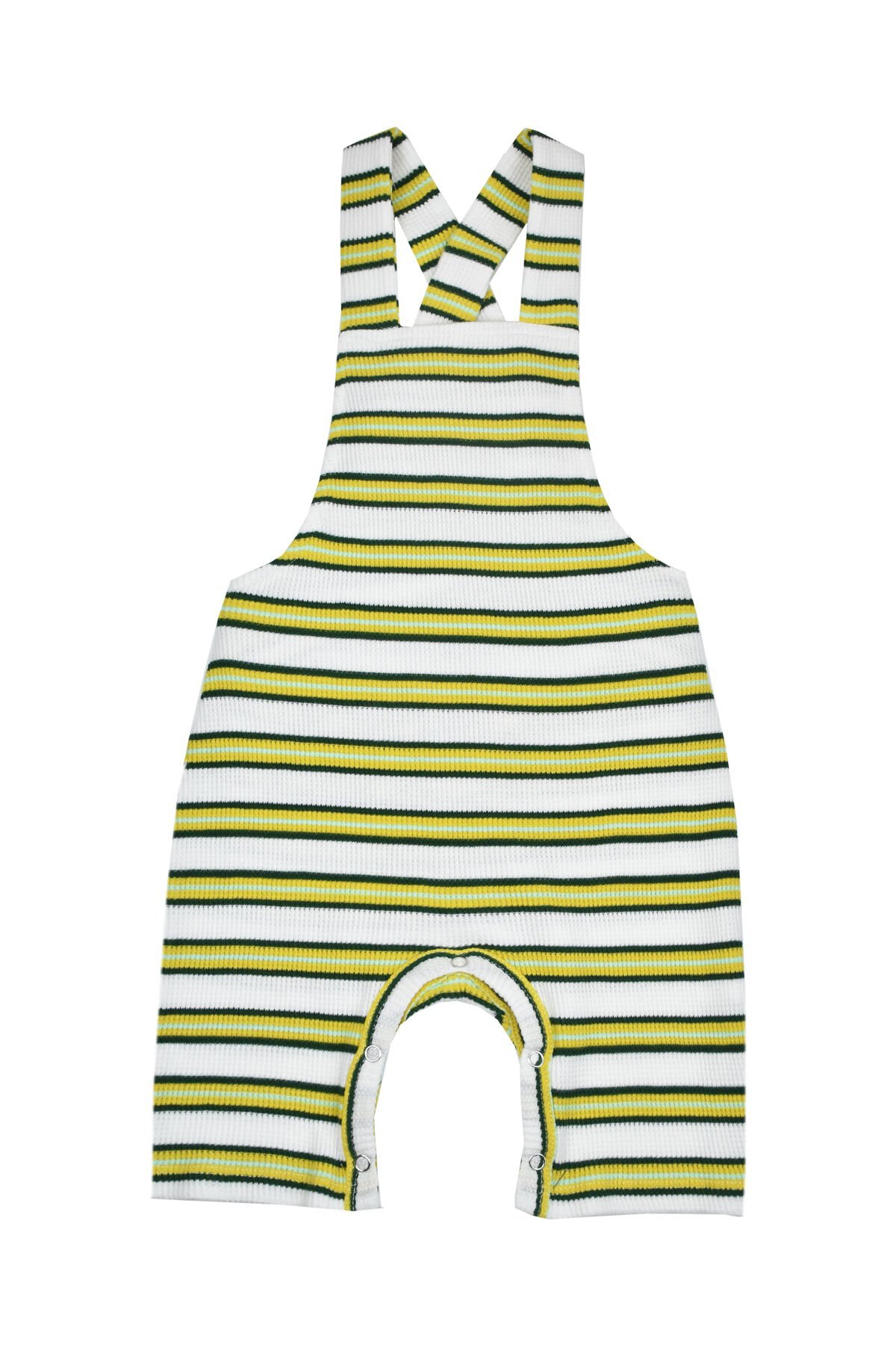 SARI-YEŞİL ÇİZGİLİ UNISEX BEBEK SALOPET