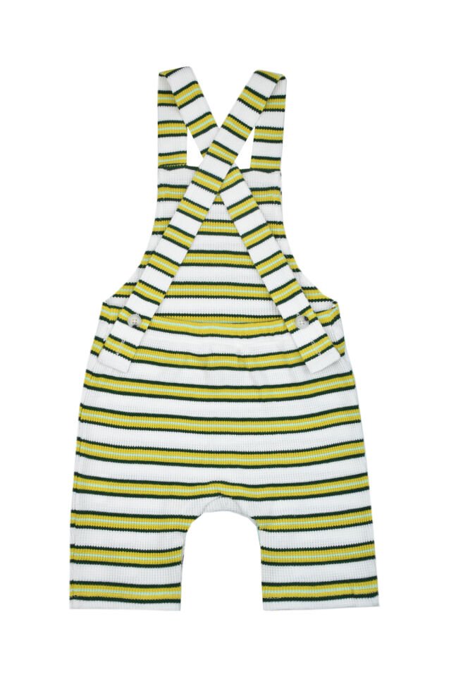 SARI-YEŞİL ÇİZGİLİ UNISEX BEBEK SALOPET