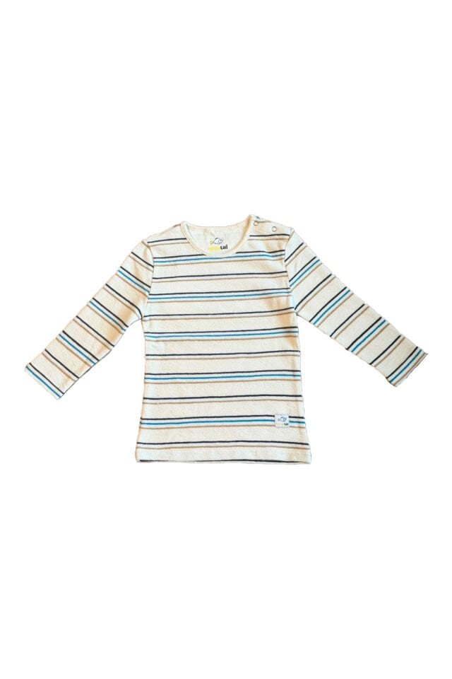 Ekru Çizgili Erkek Bebek Sweatshirt