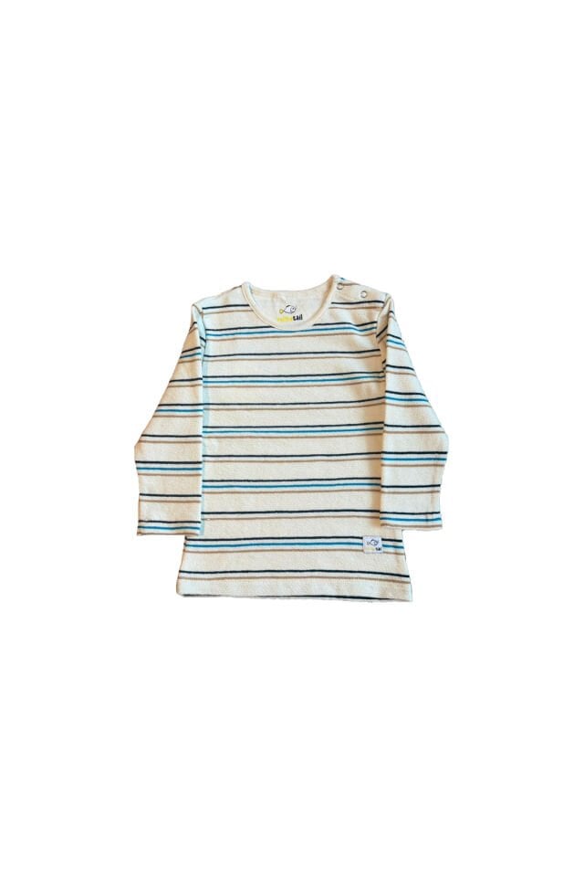 Ekru Çizgili Erkek Bebek Sweatshirt