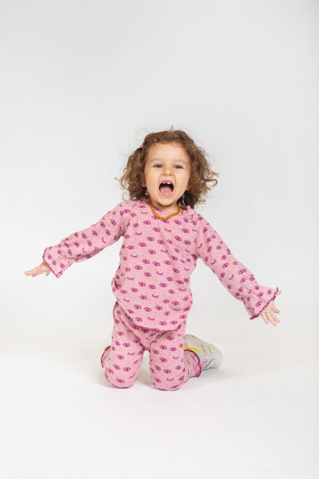 PEMBE UZUN KOLLU FIRFIRLI KIZ BEBEK T-SHIRT