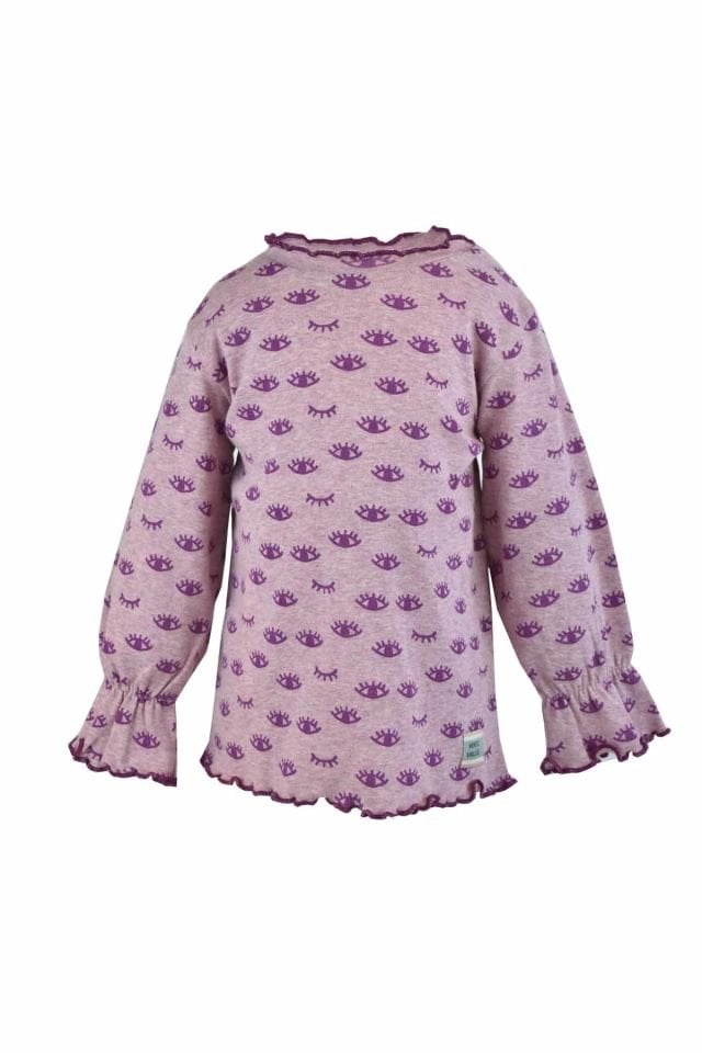 PEMBE UZUN KOLLU FIRFIRLI KIZ BEBEK T-SHIRT