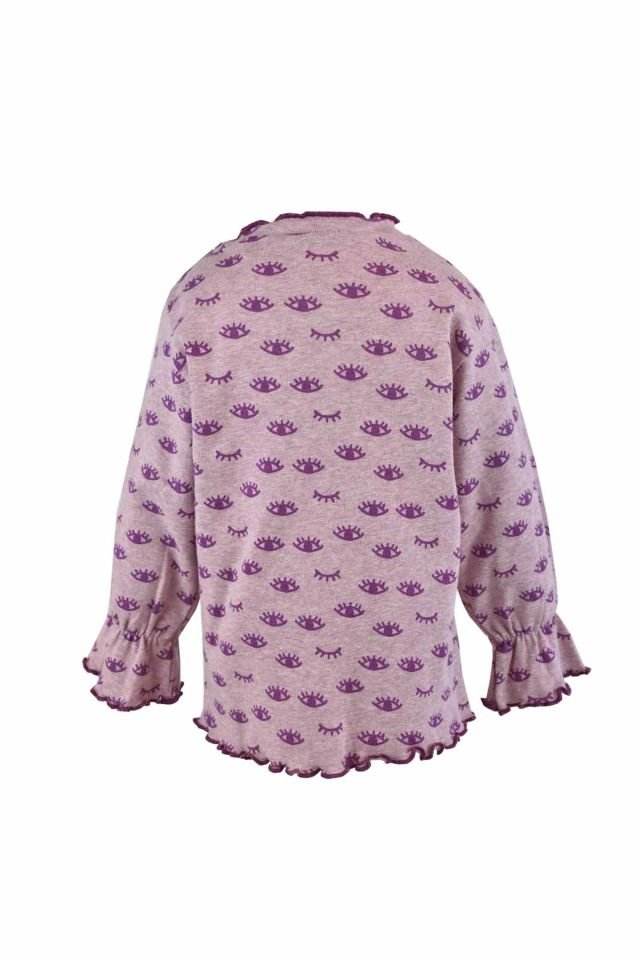 PEMBE UZUN KOLLU FIRFIRLI KIZ BEBEK T-SHIRT
