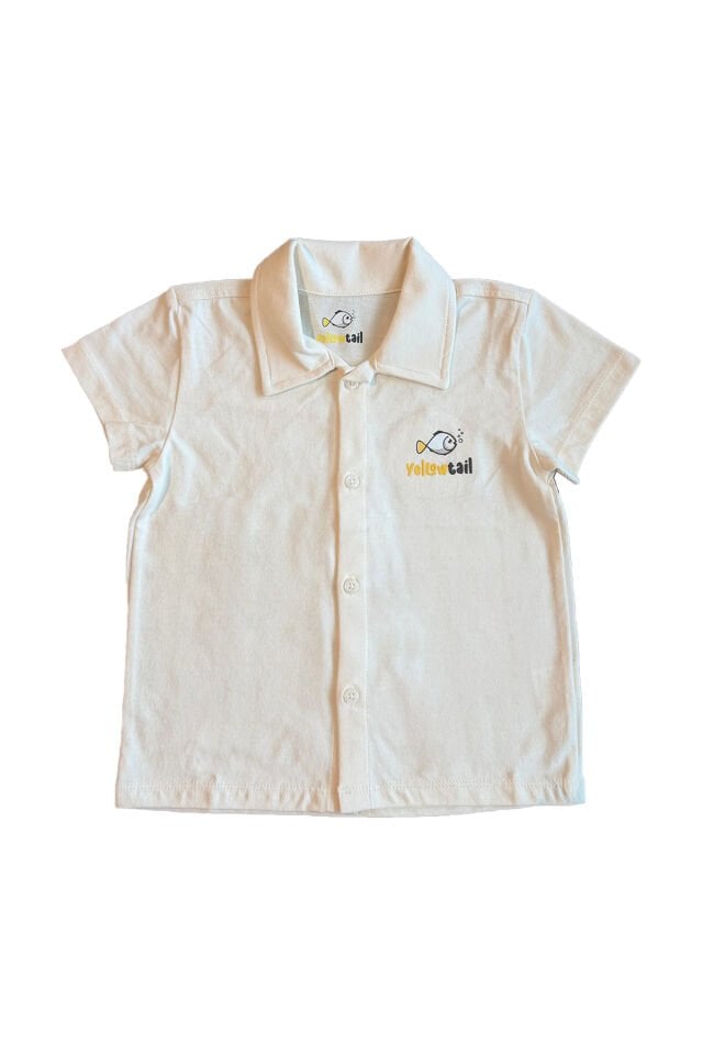 Ekru Balık Baskılı Erkek Bebek Penye Gömlek