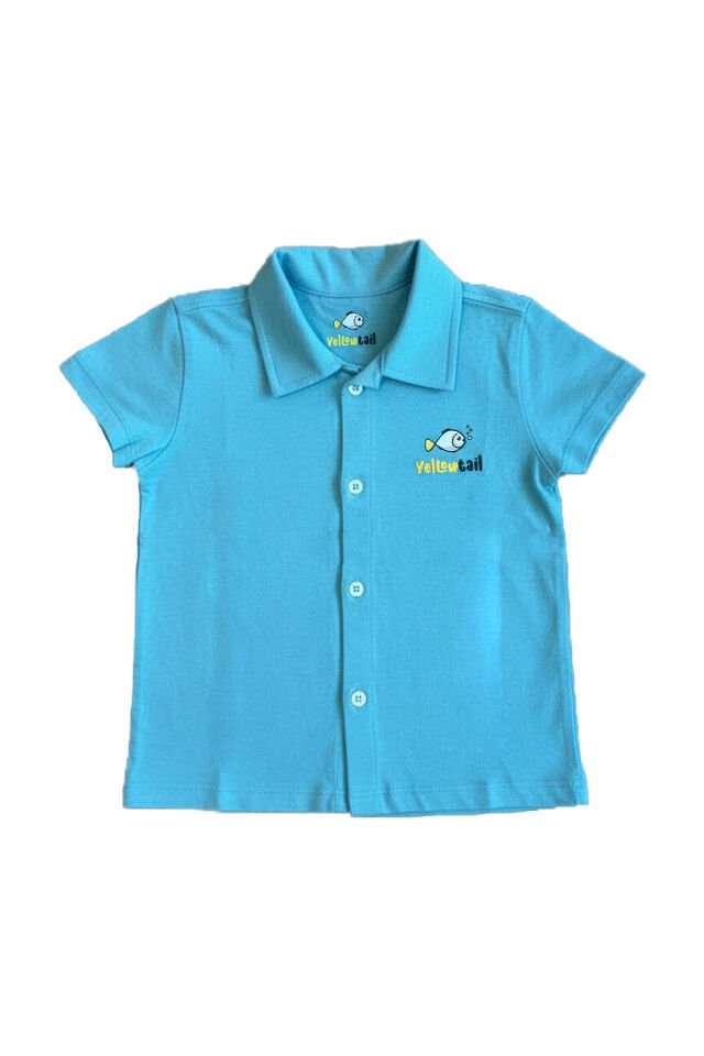 Mavi Balık Baskılı Erkek Bebek Penye Gömlek
