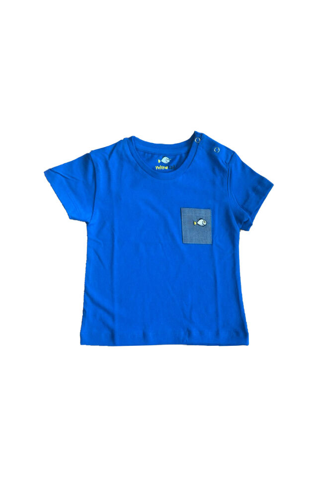 Saks Mavi Cep Detaylı Erkek Çocuk T-Shirt
