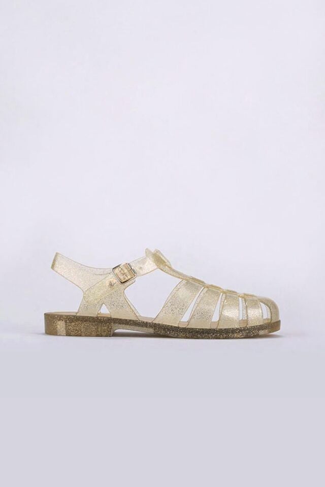 Biarritz Glitter Altın Renkte Simli Kadın Sandalet