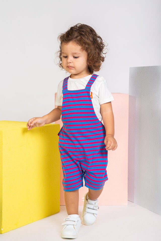 RENKLİ ÇİZGİLİ UNISEX BEBEK SALOPET