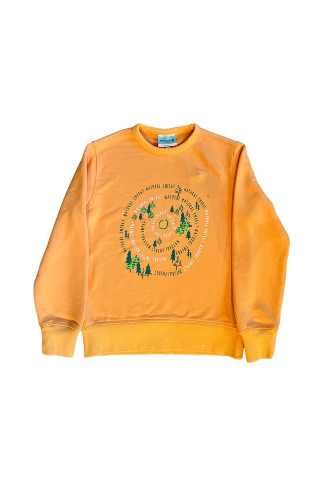 TURUNCU AĞAÇ BASKILI SWEATSHIRT VE ŞORT TAKIM