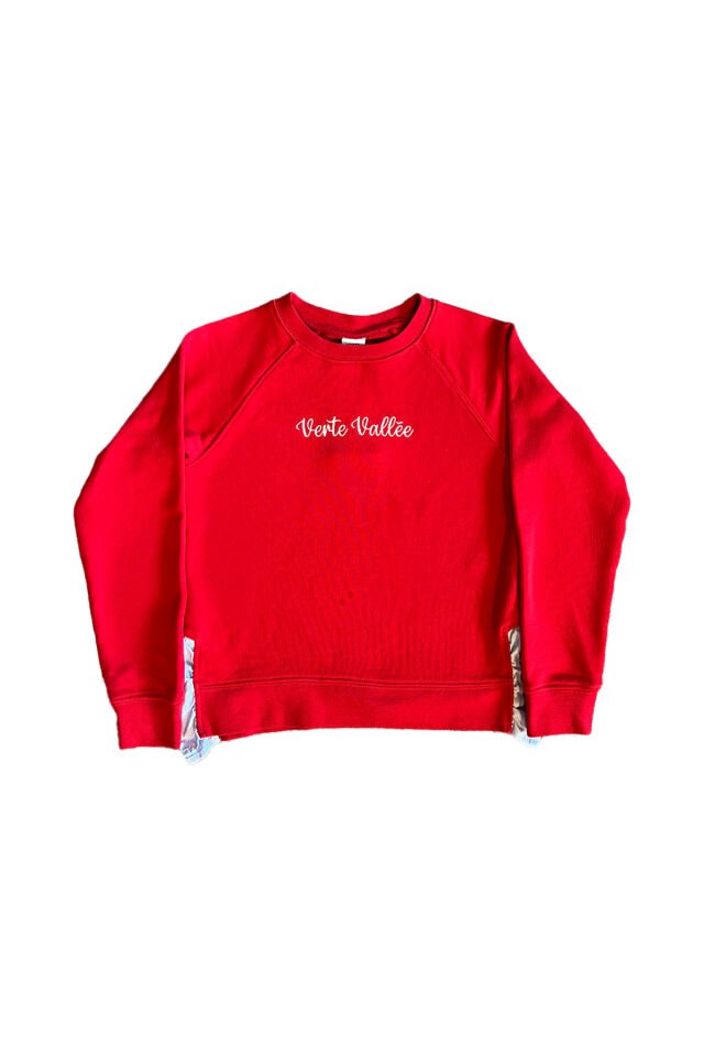 KIRMIZI RENKTE FIRFIRLI DETAYLI KIZ ÇOCUK PANTOLON VE SWEATSHIRT TAKIM