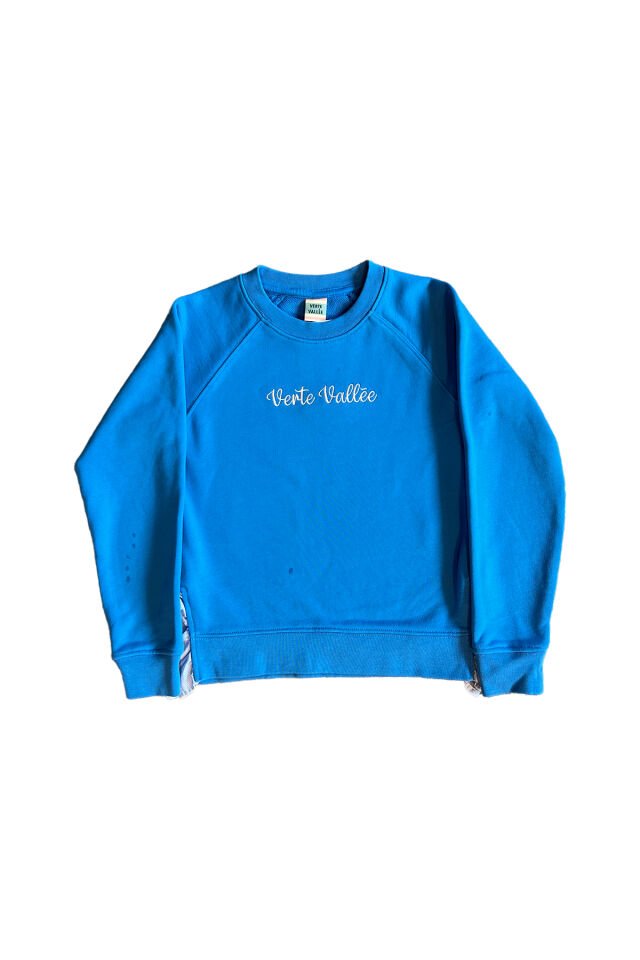 MAVİ RENKTE FIRFIRLI DETAYLI KIZ ÇOCUK PANTOLON VE SWEATSHIRT TAKIM