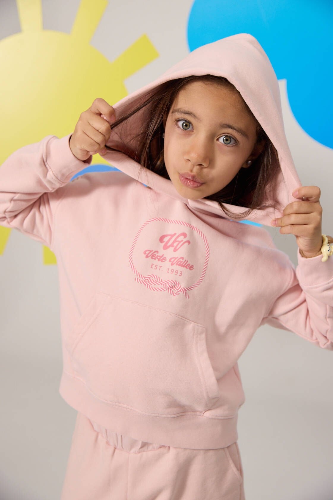 TOZ PEMBE GEMİCİ DÜĞÜMÜ BASKILI KIZ ÇOCUK SWEATSHIRT