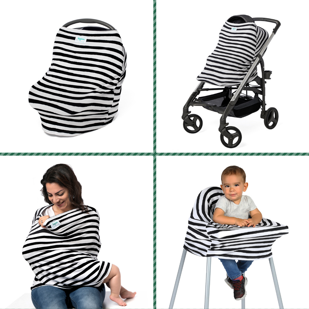 FONKSİYONEL PUSET & EMZİRME ÖRTÜSÜ-SİYAH & BEYAZ
