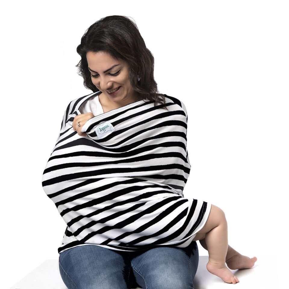 FONKSİYONEL PUSET & EMZİRME ÖRTÜSÜ-SİYAH & BEYAZ