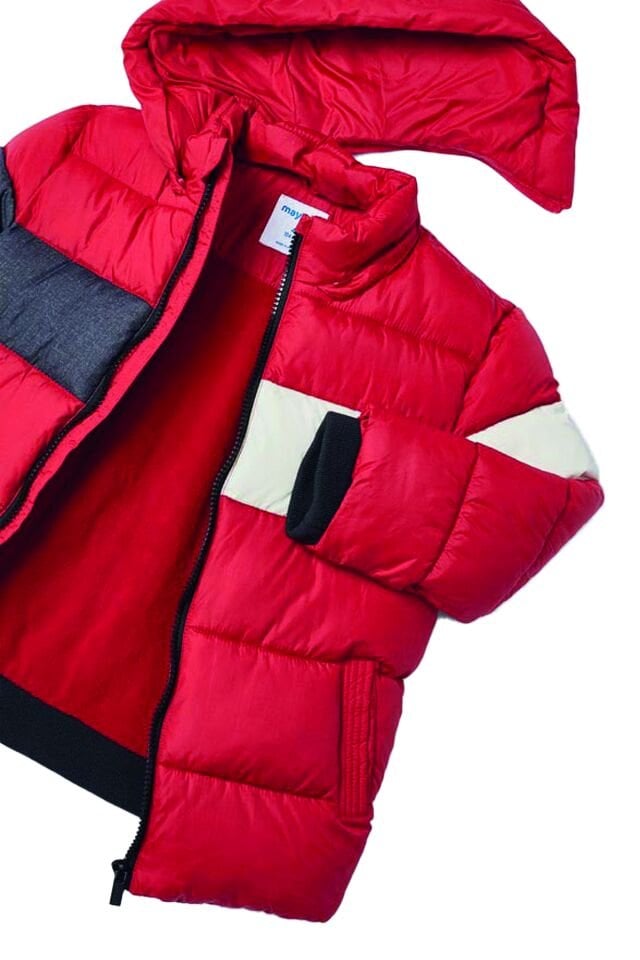KIRMIZI BLOK TASARIMLI ERKEK ÇOCUK ŞİŞME MONT
