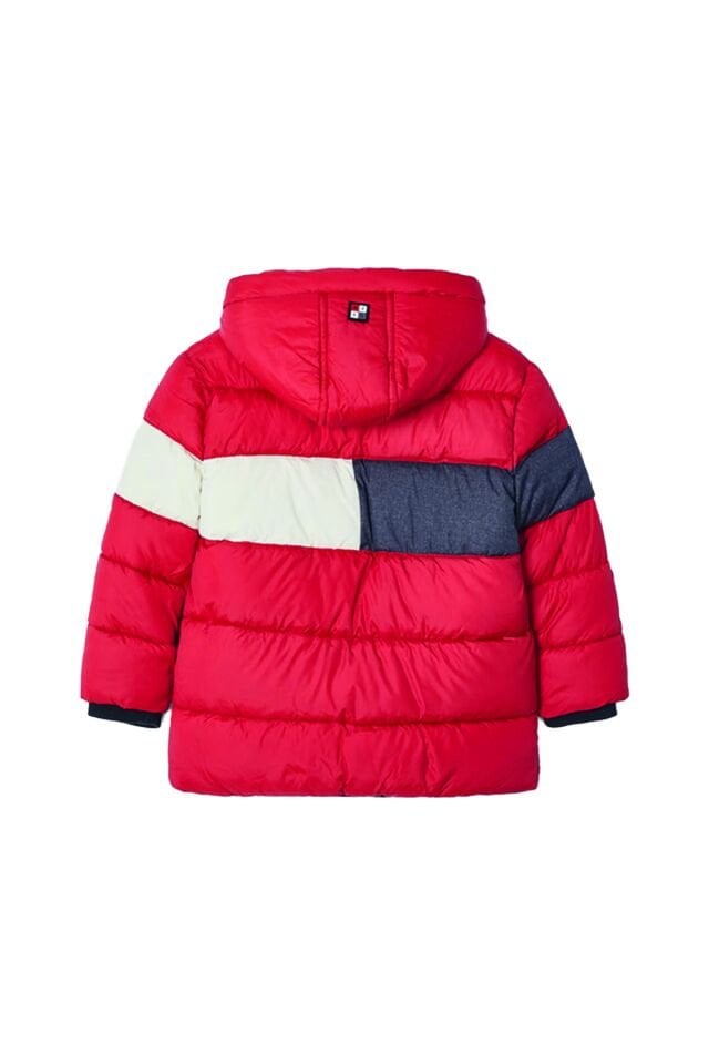 KIRMIZI BLOK TASARIMLI ERKEK ÇOCUK ŞİŞME MONT