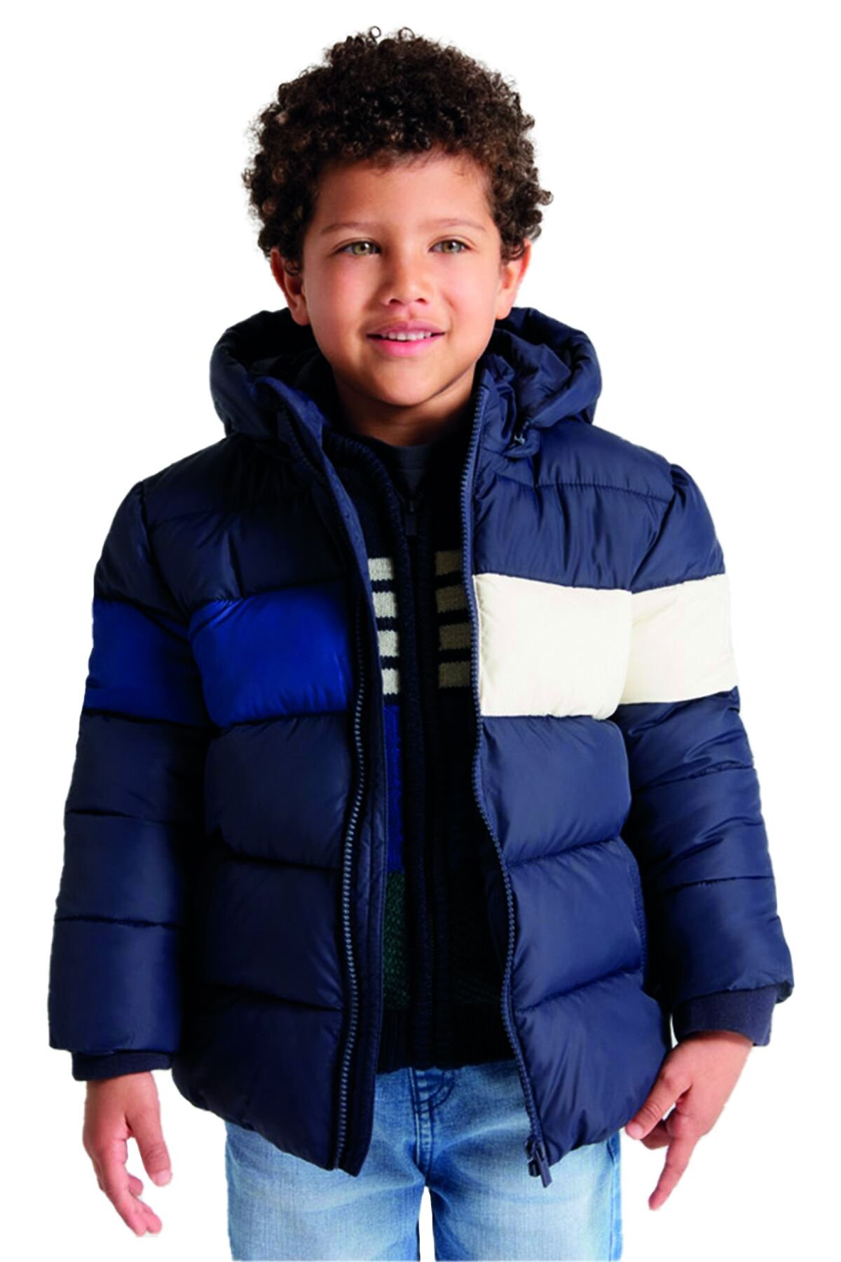 LACİVERT BLOK TASARIMLI ERKEK ÇOCUK ŞİŞME MONT