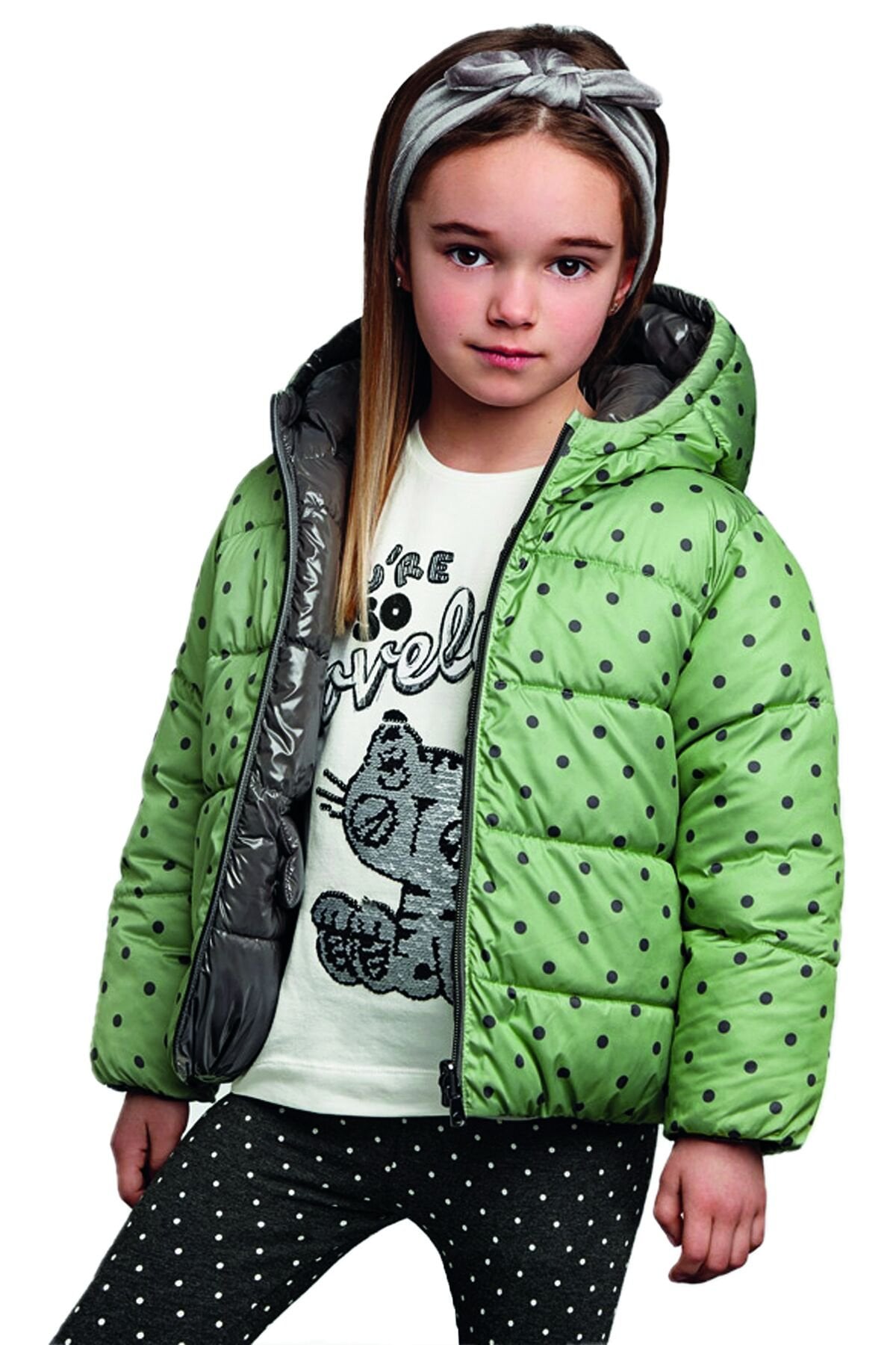 ÇİFT TARAFLI PUANTİYELİ ŞİŞME KIZ ÇOCUK MONT