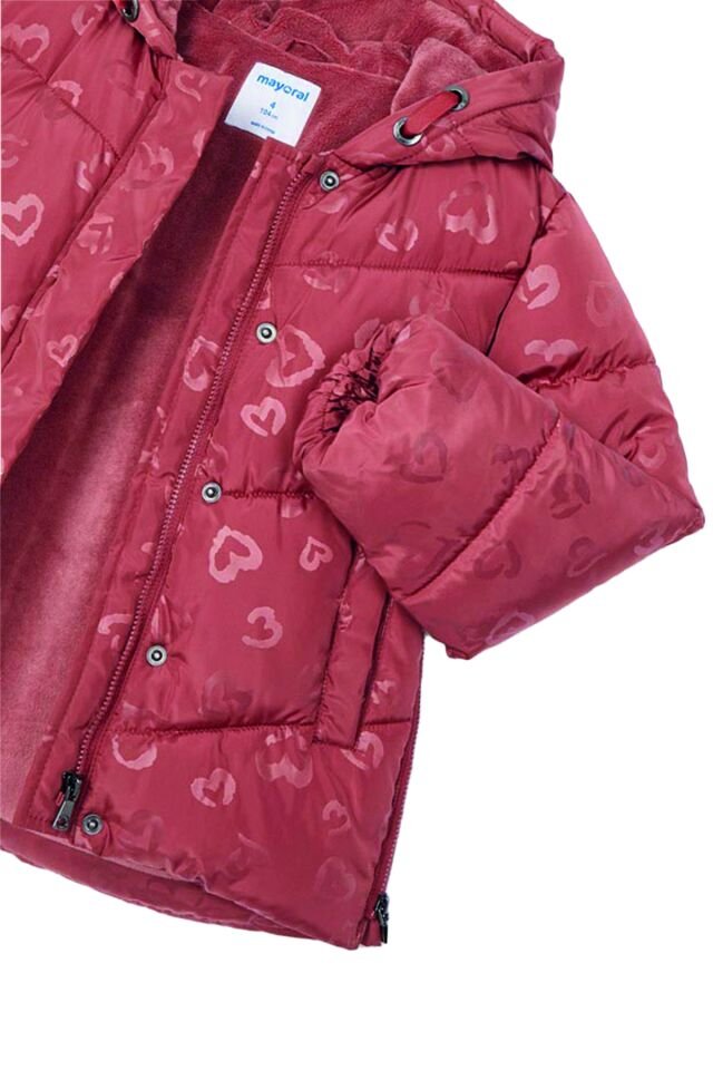 KALP BASKILI GÜL KURUSU ŞİŞME KIZ ÇOCUK MONT