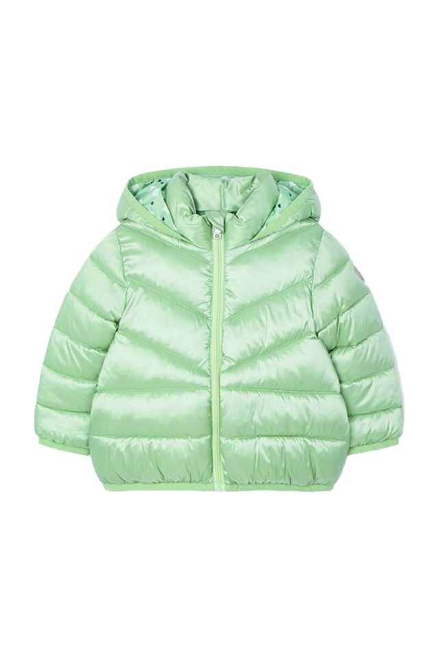 PARLAK SU YEŞİLİ TAŞIMA ÇANTASI DETAYLI ŞİŞME KIZ BEBEK MONT