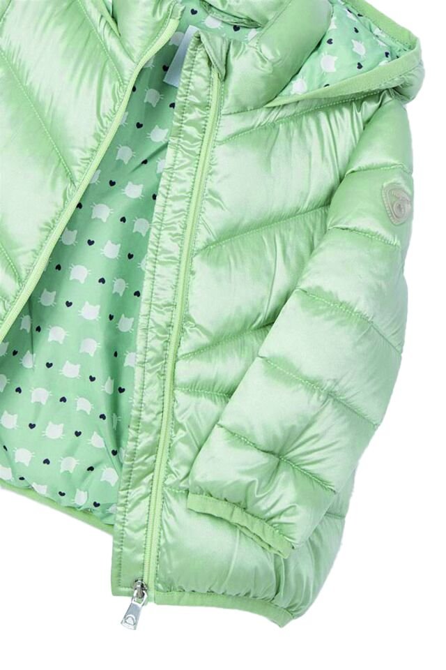 PARLAK SU YEŞİLİ TAŞIMA ÇANTASI DETAYLI ŞİŞME KIZ BEBEK MONT