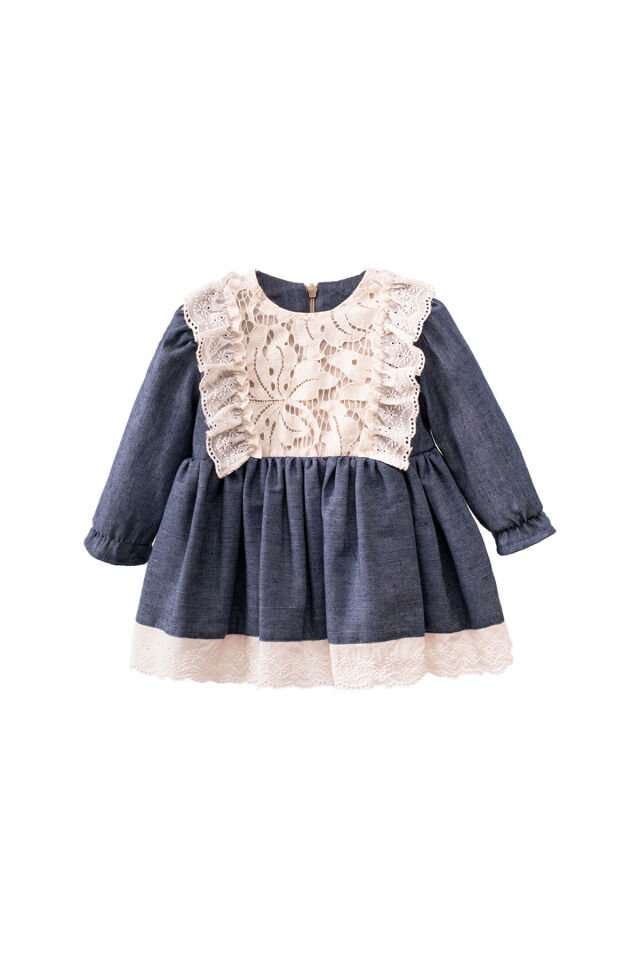 Valery Lacivert Kız Çocuk Elbisesi