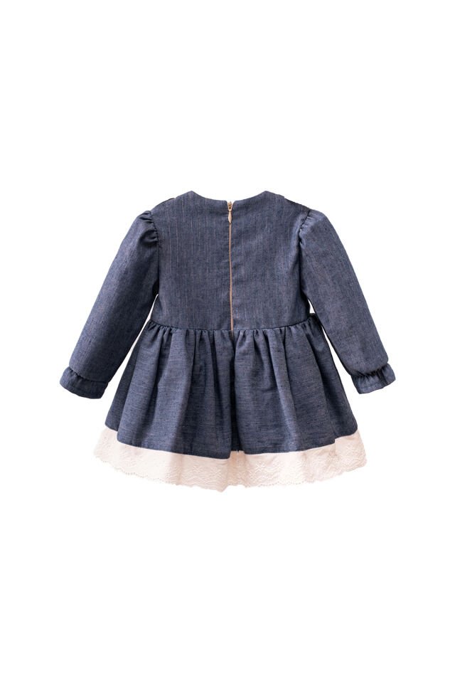 Valery Lacivert Kız Çocuk Elbisesi