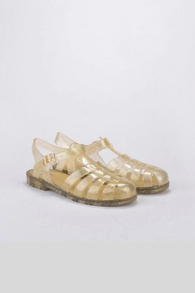 Biarritz Glitter Altın Renkte Simli Kadın Sandalet
