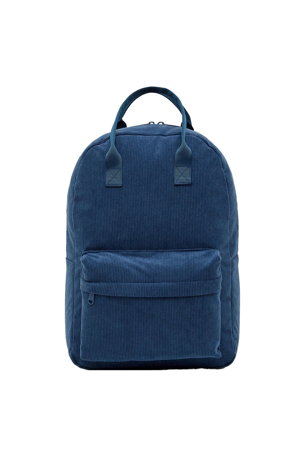 NKMNOLURO LACİVERT FİTİLLİ KADİFE SIRT ÇANTASI