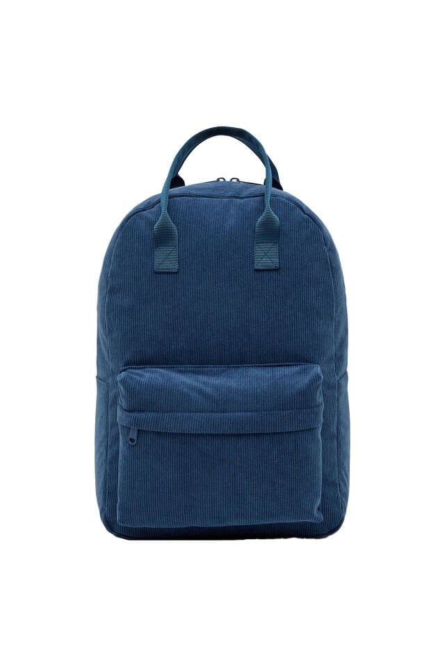 NKMNOLURO LACİVERT FİTİLLİ KADİFE SIRT ÇANTASI