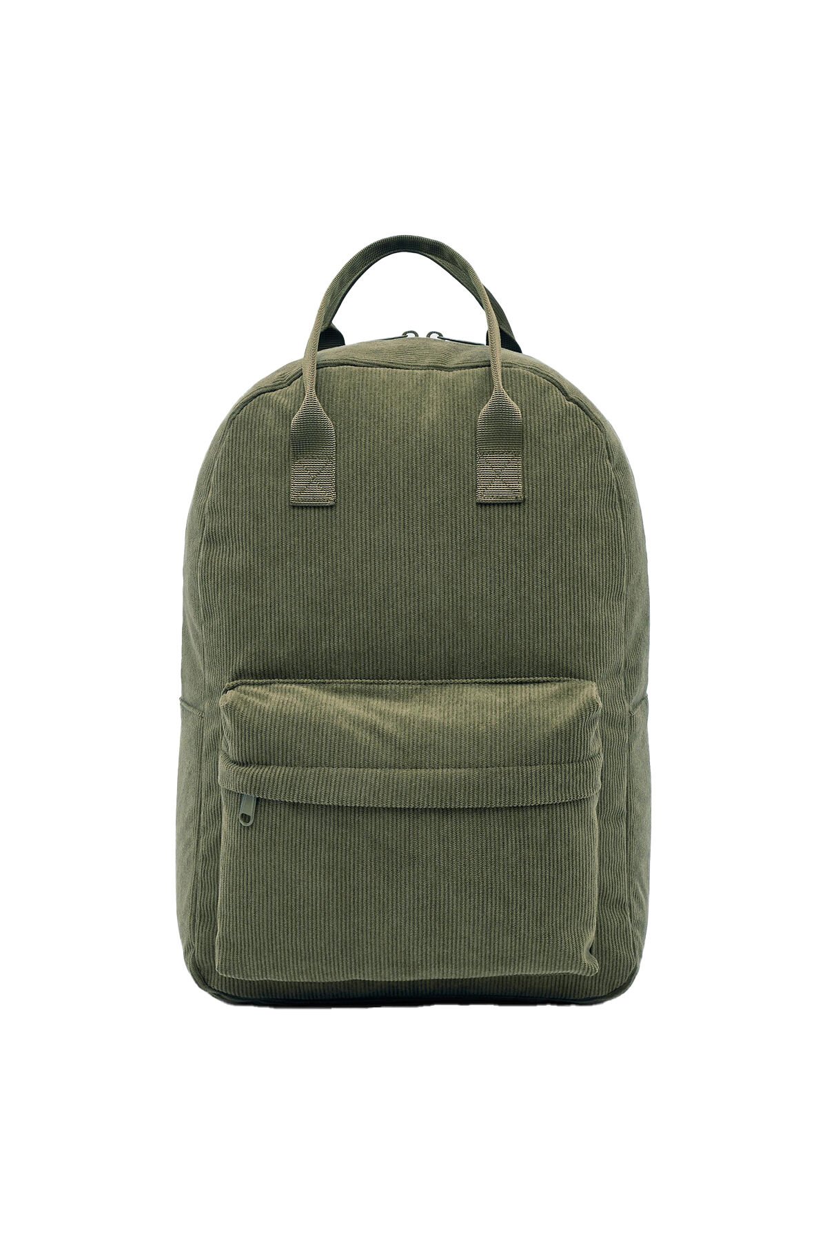 NKMNOLURO YEŞİL FİTİLLİ KADİFE SIRT ÇANTASI