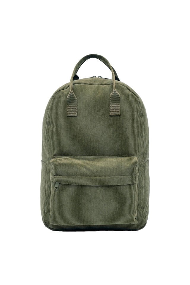 NKMNOLURO YEŞİL FİTİLLİ KADİFE SIRT ÇANTASI