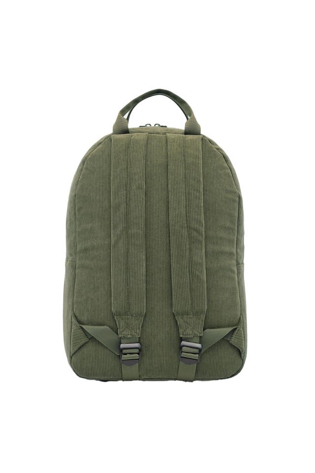 NKMNOLURO YEŞİL FİTİLLİ KADİFE SIRT ÇANTASI