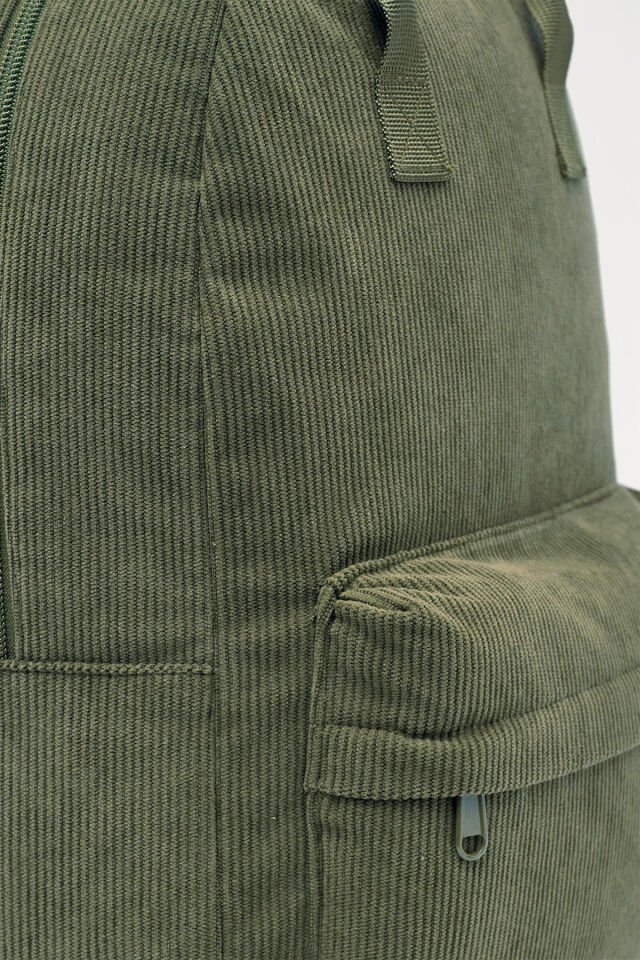 NKMNOLURO YEŞİL FİTİLLİ KADİFE SIRT ÇANTASI