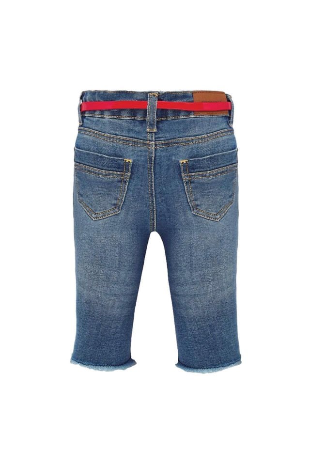 ÇİÇEK NAKIŞ DETAYLI KIZ BEBEK DENIM PANTOLON